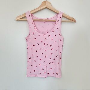skims women soft pink lounge tank with cherry print
